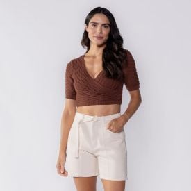 Cropped De Tricot Boby Blues Marrom