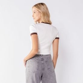 Cropped Feminino Canelado Star Boby Blues Off White