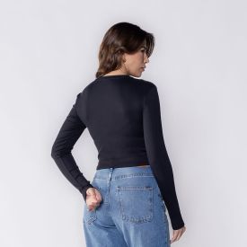 Cropped Feminino De Manga Longa Canelado Boby Blues