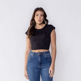 Cropped Feminino Em Poliamida Com Manga Japonesa Boby Blues