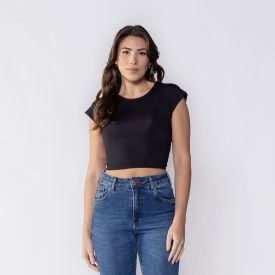 Cropped Feminino Em Poliamida Com Manga Japonesa Boby Blues