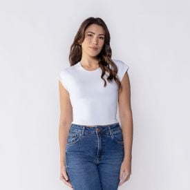 Cropped Feminino Em Poliamida Com Manga Japonesa Boby Blues