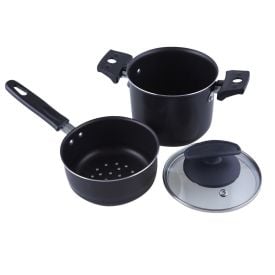 Cuscuzeira Com Tampa Em Vidro Fortaleza 12Cm - Preto