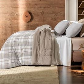Edredom Casal Dupla Face Malha Blend Altenburg - Lucca Bege