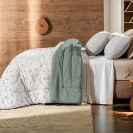 Edredom Casal Dupla Face Malha Blend Altenburg - Olivia Floral Verde