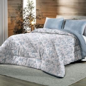 Edredom Casal Dupla Face Malha Blend Altenburg - Sofia Floral Azul