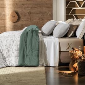 Edredom King Dupla Face Malha Blend Altenburg - Olivia Floral Verde