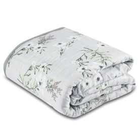 Edredom Casal Plush E Dupla Face Napoli Havan Casa - Floral Cinza