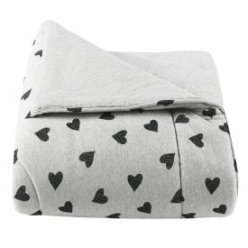 Edredom Casal De Malha Tóquio Havan Casa - Corações Cinza