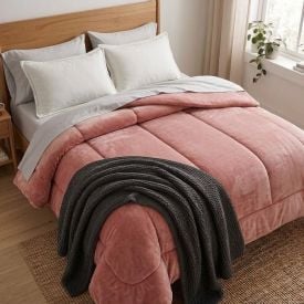 Edredom Casal Plush Inove Provence Havan Casa - Argila