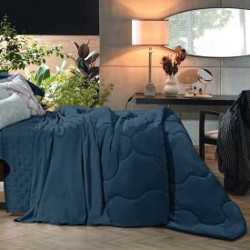 Edredom Queen 100% Poliéster Elegance Hedrons - Azul Oceano
