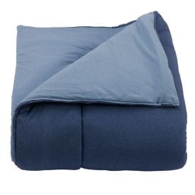 Edredom Queen de Malha Tóquio/Mescla Milano Havan Casa - Azul Suave/Lua