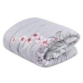 Edredom Queen Dupla Face Plush Versátile Havan Casa - Floral Cinza