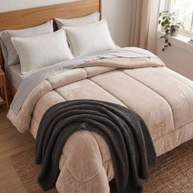 Edredom Queen Plush Inove Provence Havan Casa - Bege