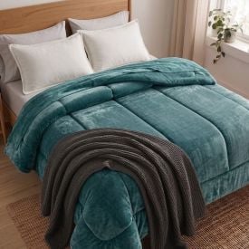 Edredom Queen Plush Inove Provence Havan Casa - Verde