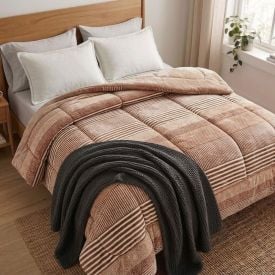 Edredom Queen Plush Inove Provence Havan Casa - Caio Geo Bege