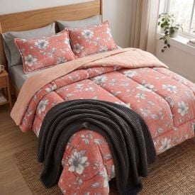 Edredom Queen Plush Inove Provence Havan Casa - Livia Floral Rosa