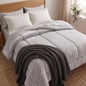 Edredom Queen Plush Inove Provence Havan Casa - Cinza Lunar
