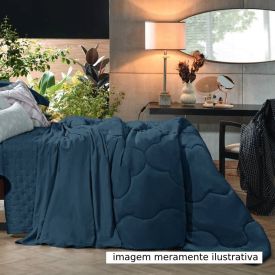 Edredom Solteiro 100% Poliéster Elegance Hedrons 1 Pç - Azul Oceano 