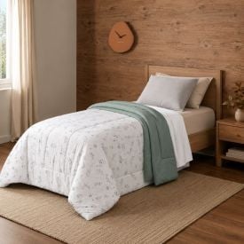 Edredom Solteiro Dupla Face Malha Blend Altenburg - Olivia Floral Verde 2