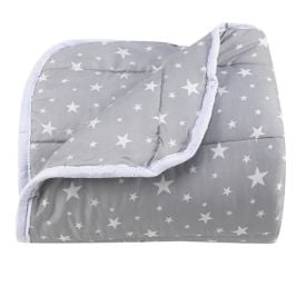 Edredom Solteiro Microfibra 100% Poliéster Kids Solecasa - Estrelas Cinza