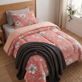 Edredom Solteiro Plush Inove Provence Havan Casa - Livia Floral Rosa