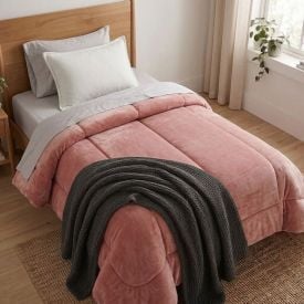 Edredom Solteiro Plush Inove Provence Havan Casa - Argila