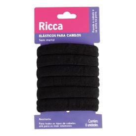 Elástico De Cabelo Grosso 6 Unidades Black Ricca