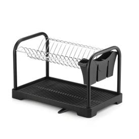 Escorredor de Louças Duplo com Bandeja Desmontável Arthi - Preto