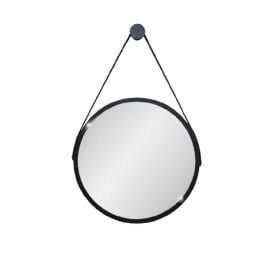Espelho Redondo Com Alça Adnet Reduna 40 Cm - Preto 