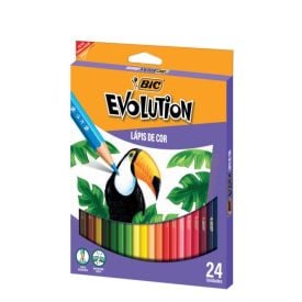 Estojo De Lápis De Cor Com 24 Cores Evolution Sextavado Bic - 902638