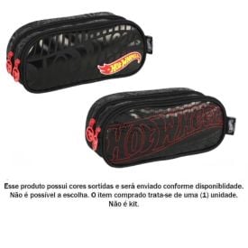 Estojo Duplo Juvenil Luxcel Hot Wheels - Sortido