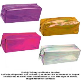 Estojo Simples Juvenil Holográfico Kit Style - Sortido