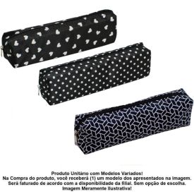 Estojo Simples Juvenil Preto e Branco Kit Style - Sortido