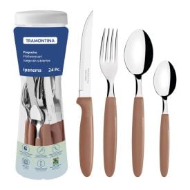 Faqueiro Tramontina Ipanema Lâminas Em Aço Inox 24 Peças - Capuccino