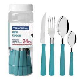 Faqueiro Tramontina New Kolor Aço Inox 24 Peças - Turquesa