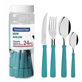 Faqueiro Tramontina New Kolor Aço Inox 24 Peças - Turquesa