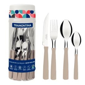 Faqueiro Tramontina New Kolor Aço Inox 24 Peças - Cinza