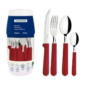 Faqueiro Tramontina Tulum Lâminas Aço Inox 24 Peças - Vermelho