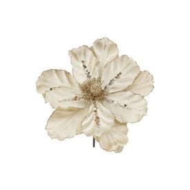Flor Begônia Veludo Branca Com Champanhe Havan Casa - 22Cm