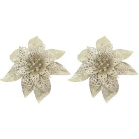 Enfeite Natalino Flor Dourada Havan Casa 14Cm - 2 Unidades
