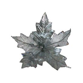 Flor Natalina Decorativa Dinatale 31Cm - Prata