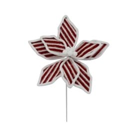 Flor Poinsétia Listrada Vermelha E Branca Havan Casa - 30Cm