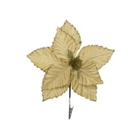 Flor Poinsétia Veludo Dourada Havan Casa - 20Cm