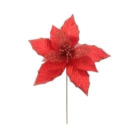 Flor Poinsétia Veludo Telada Vermelha Havan Casa - 30Cm
