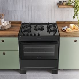 Fogão de Piso 5 Bocas Atlas Mônaco Top Glass Preto