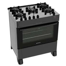 Fogão De Piso 5 Bocas Atlas Mônaco Top Glass Preto - Bivolt