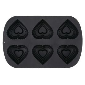 Forma De Silicone Corações Basic Havan Casa  6 Cavidades - Preto