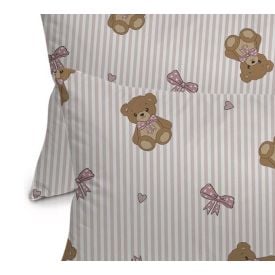 Fronha Avulsa Bebê 30X40cm Malha Yoyo Baby - URSO ROSA