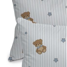 Fronha Avulsa Bebê 30X40cm Malha Yoyo Baby - URSO AZUL